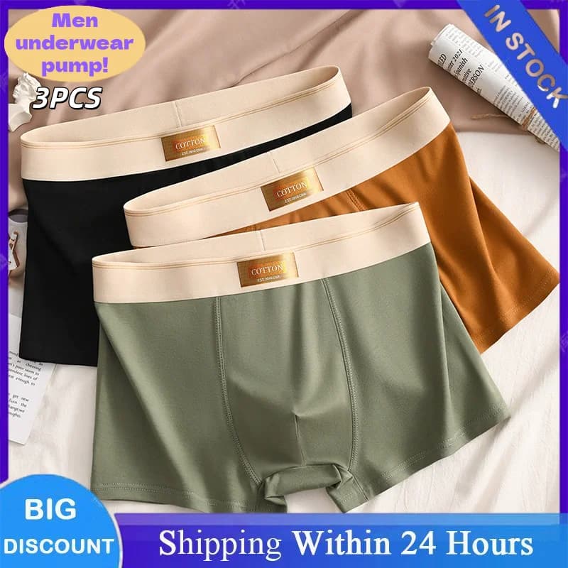 Set di 3 Boxer da Uomo Taglie Forti in Cotone, Pantaloncini Maschili Traspiranti e Sexy con Design a U Convesso