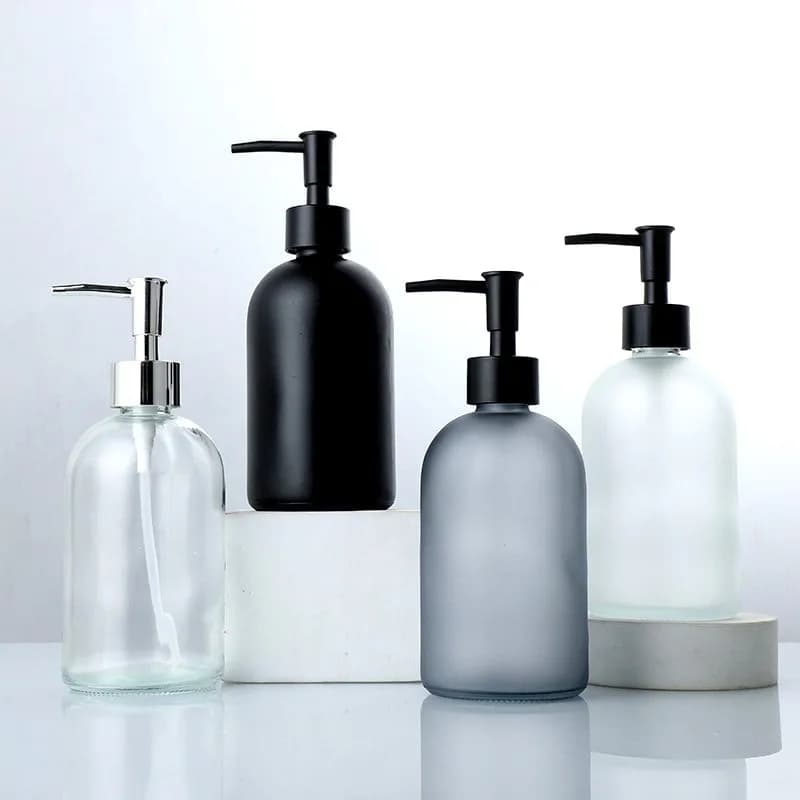 Bottiglia di lozione vuota in vetro da 410 ml Bottiglia di disinfettante per le mani Shampoo Bottiglia di gel doccia Accessori per il bagno Dispenser di sapone
