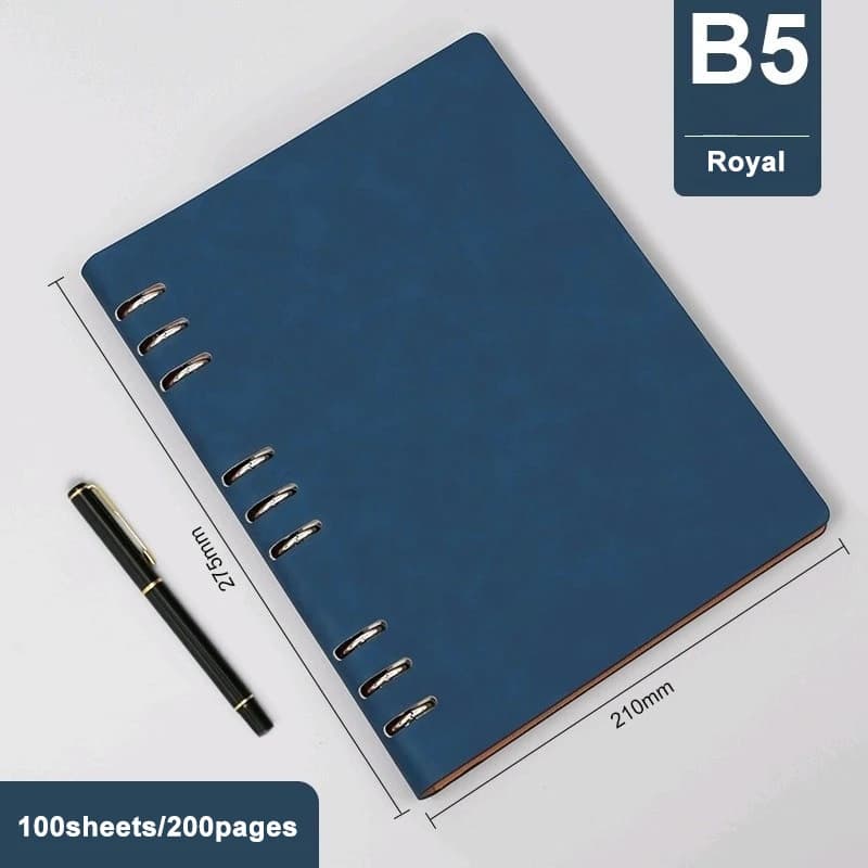 Makeasy B5 Notebook ricaricabile Organizzatore in pelle Planner Raccoglitore Pad 100 fogli/200 pagine Planner Raccoglitore Blocco note B5 Jornal (1 PC)