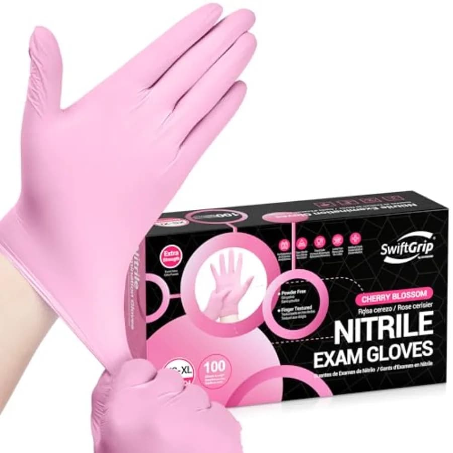 Guanti SwiftGrip in Nitrile per Esami, 4 Mil, Motivo Fiori di Ciliegio, Sicuri per Alimenti, Monouso, Senza Lattice, Senza Polvere