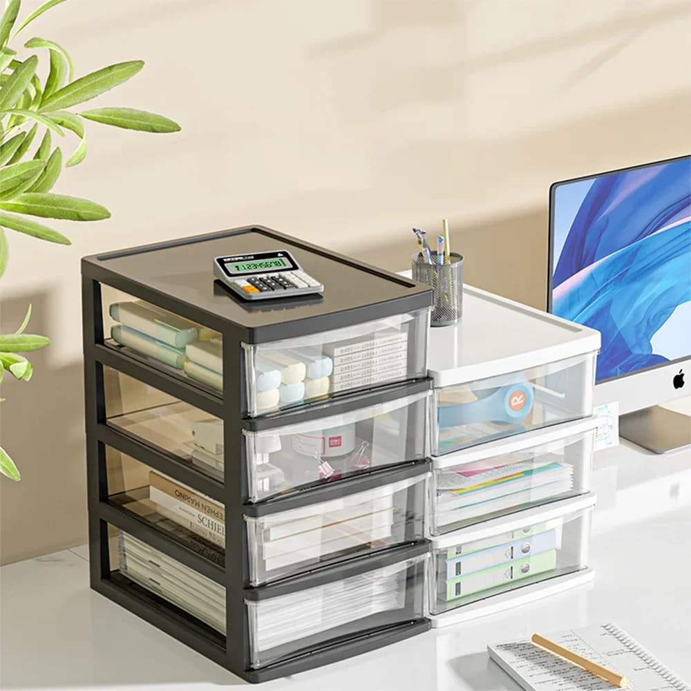 2-6 Layers Plastic Desktop Drawer Organizer Transparent Multi Layer Storage Box For Office Documents Stationery Cosmetics