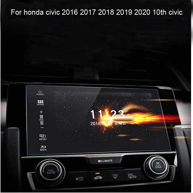 Pellicola protettiva in acciaio temperato per schermo di navigazione GPS per auto per Honda Civic 10th 2016-2019 Controllo dello schermo LCD Adesivo per auto
