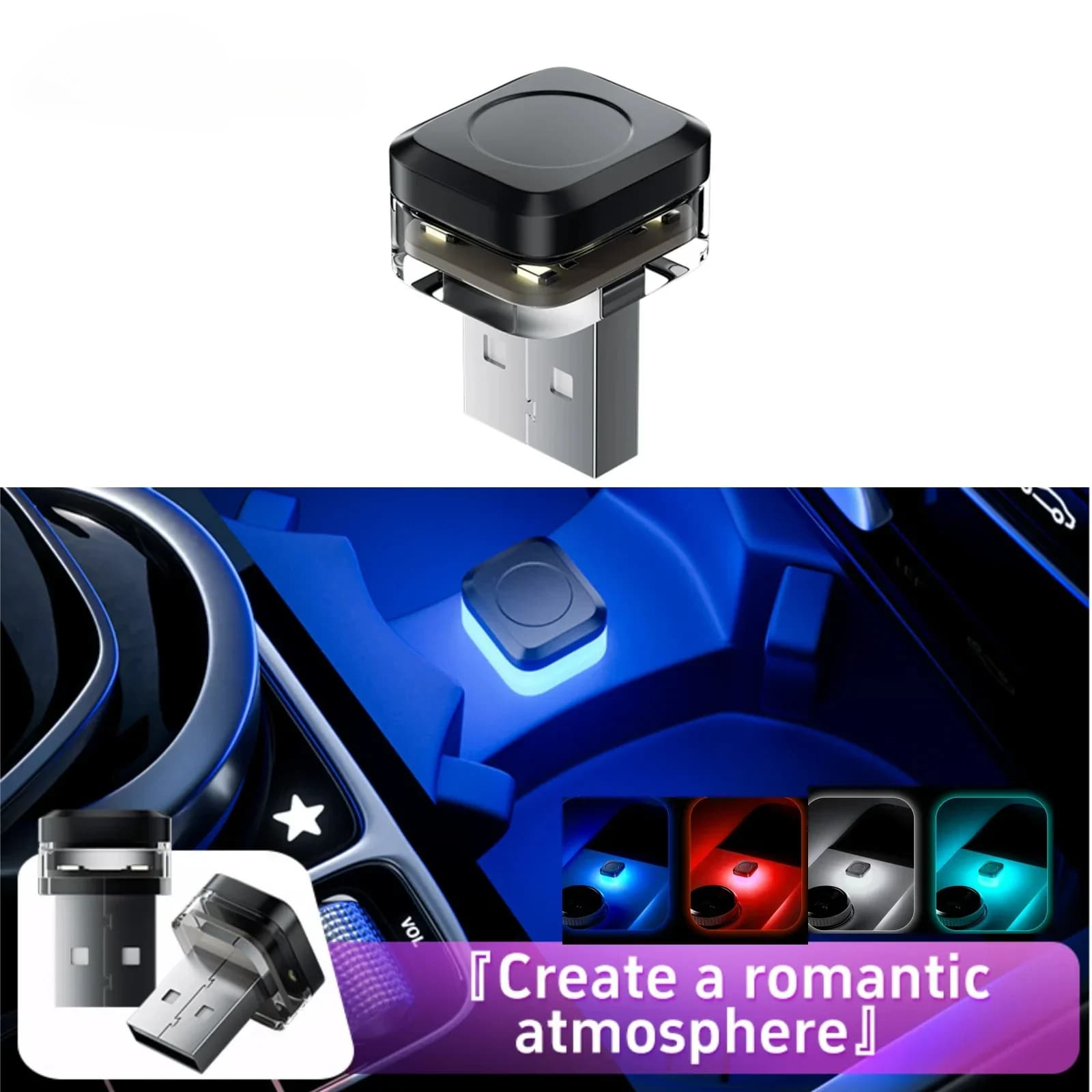1x Car USB Led Light mood lamp Plug Play Universal LED interior Atmosphere Light Auto Reading Lamp Decorations Decorative Strip