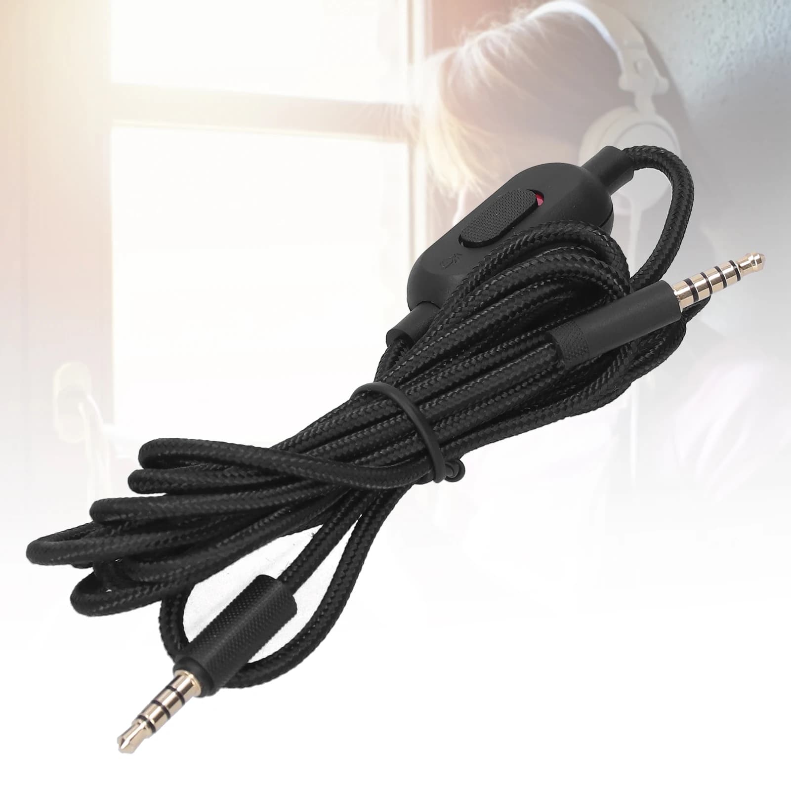 2,0 m braided spare cable for Logitech G233 G433 GPROX gaming headphones with silent volume control clip