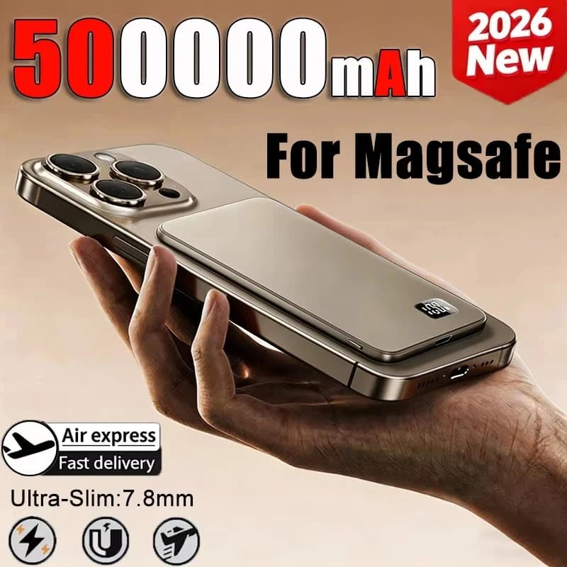 Power Bank portatile OnePlus ultrasottile da 500000 mAh per ricarica rapida wireless magnetica MagSafe con display elettronico per iPhone
