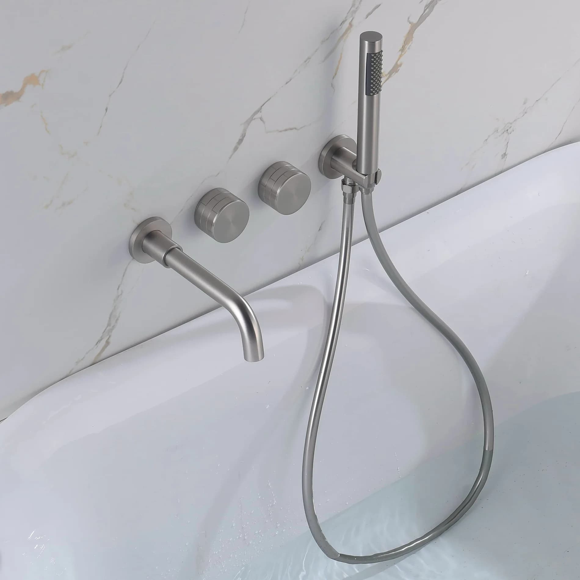 Soffione doccia per vasca calda e fredda in rame pieno nascosto pre-incorporato, rubinetto per vasca da bagno a parete artigianale antico GN842IX