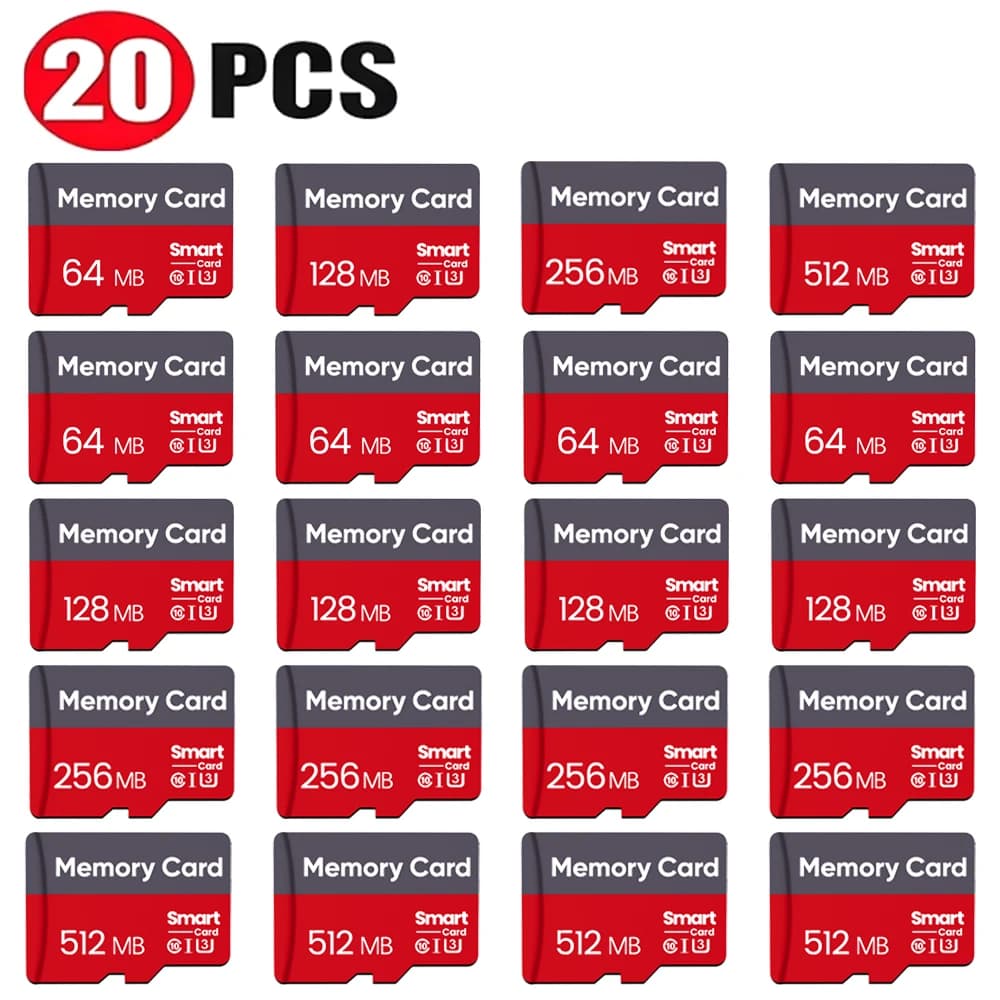 TF Card 20PCS Red Memory Card 512MB Mini Sd Card 256MB Business Gift External Storage 128MB Photography Studio Flash 64MB Grey