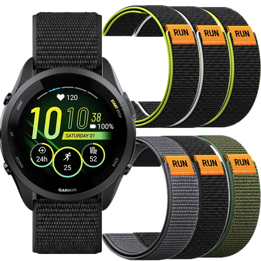 22mm Zero Metal Soft Nylon Loop Sports Watch Band For Garmin Forerunner 255 265 570 47mm Venu 3 Venu 4 45mm Velcro Nylon Strap