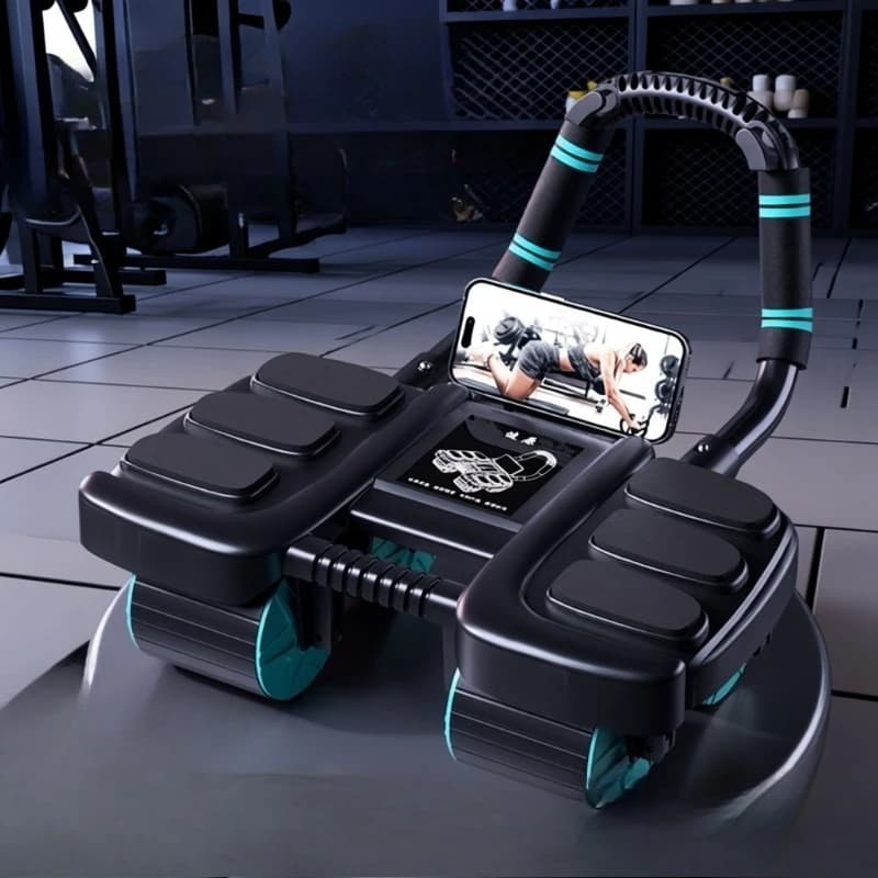 Wheel for Abdominals with Automatic Return, Support for Elbows and 4 Wheels for Domestic Training, Easy Abdominal Trainer for Beginners
