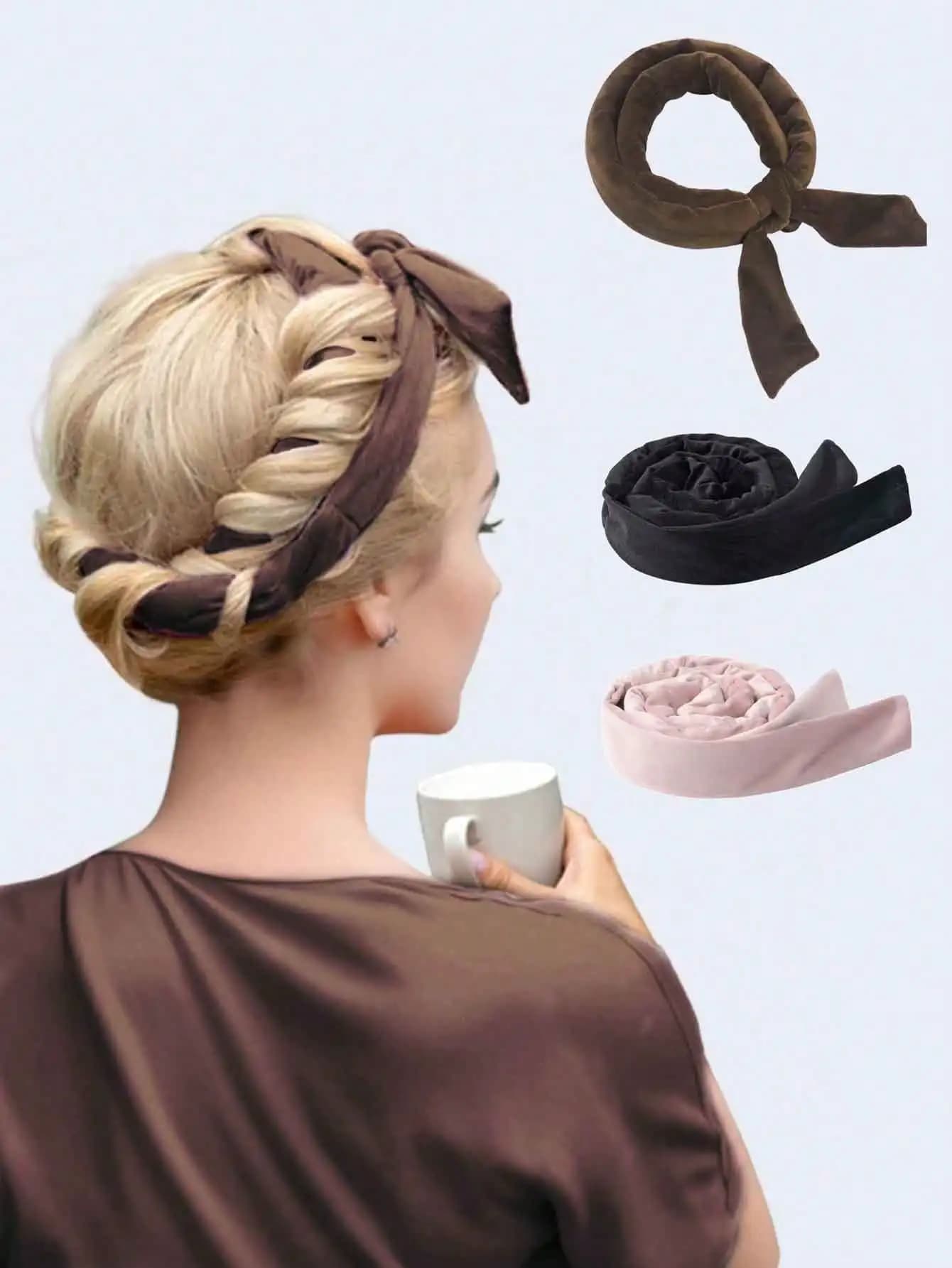 1 fascia per capelli arricciante senza calore, morbida fascia per capelli ondulati, accessorio essenziale per saloni, centri benessere, viaggi; ideale per il ritorno a scuola, le vacanze; styling dei capelli per donne, ferro arricciacapelli, fermagli per capelli, strumenti per parrucchieri, regalo per la festa della mamma/compleanno