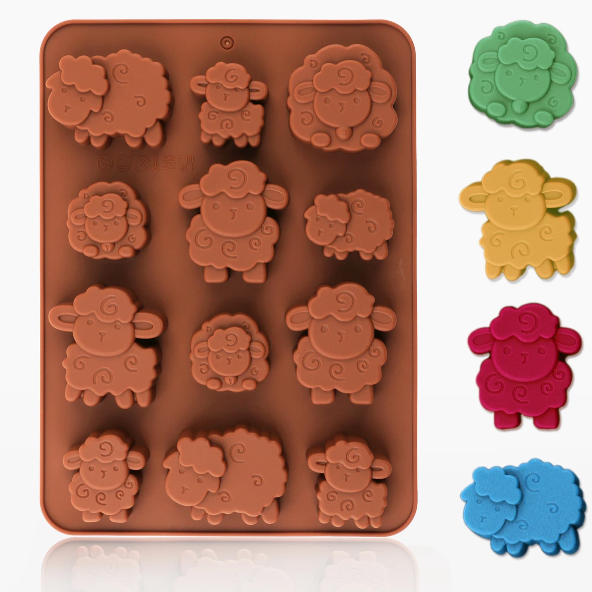 1 confezione di stampi in silicone a forma di agnello per Eid, stampo in silicone marrone a forma di pecora 3D per realizzare cioccolato, caramelle, dolci, torte