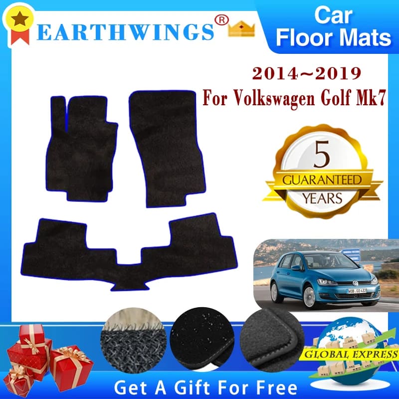 Car mats For VW Volkswagen Golf 7 E-Golf GTE GTD GTI R Mk7 5 doors 2014 ~ 2019 Hatchback Non-slip carpets Piede Car accessories