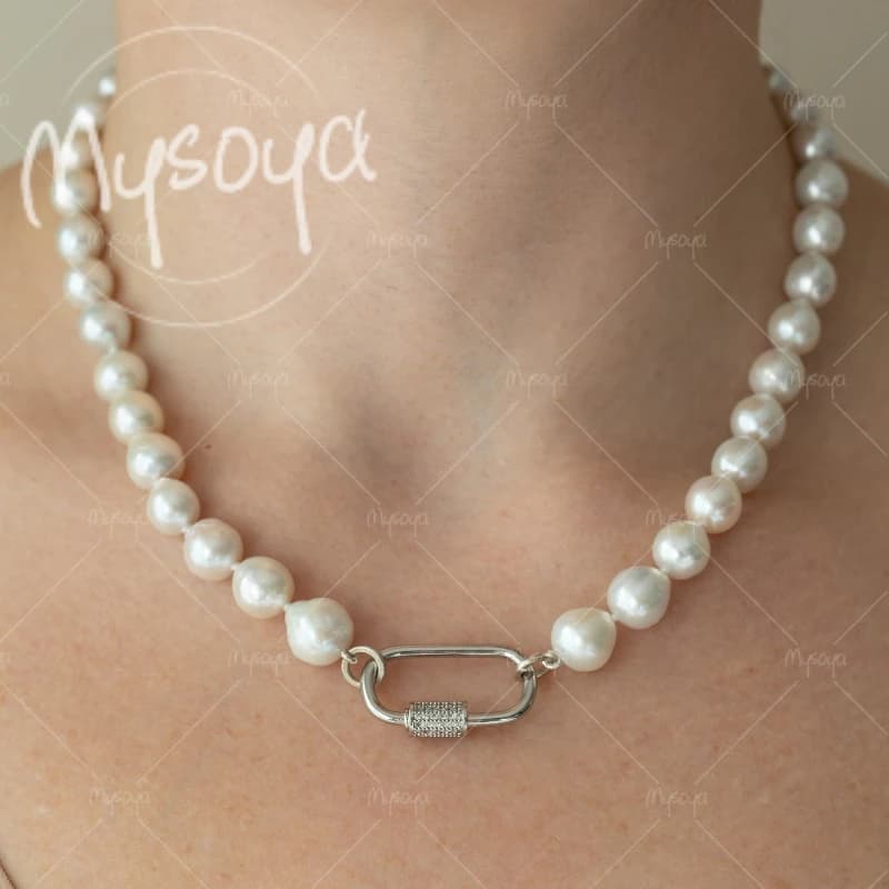 Collana di perle d'acqua dolce bianche MYSOYA 8-9 mm, accessori versatili per tutti i giorni, regalo di compleanno per le fidanzate A0684