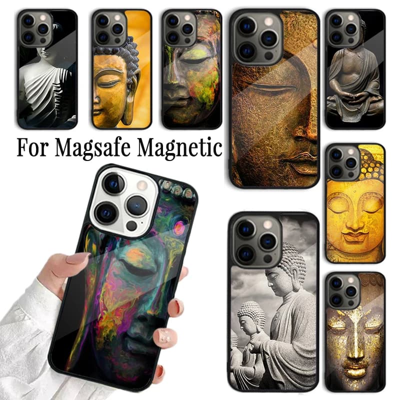 Cover per telefono in gomma Gautama Buddha per iPhone 17 16 15 14 13 12 11 Pro Max Plus magnetica compatibile con MagSafe