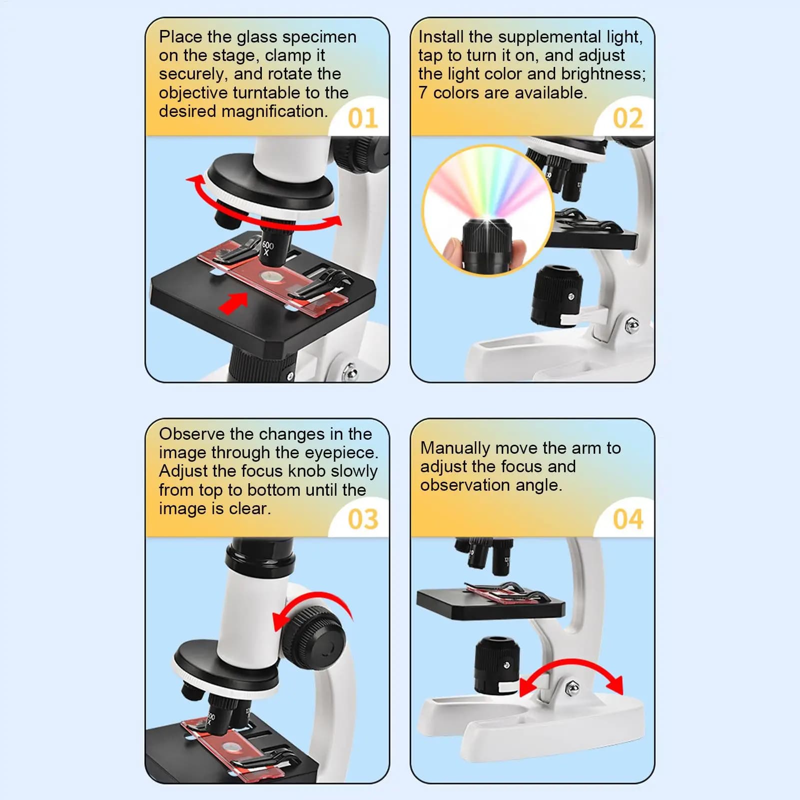 Kids Microscope Kit 300X-1200X Magnification Geographic Junior Microscope For Birthday Projects Activities Home Classroom Garden