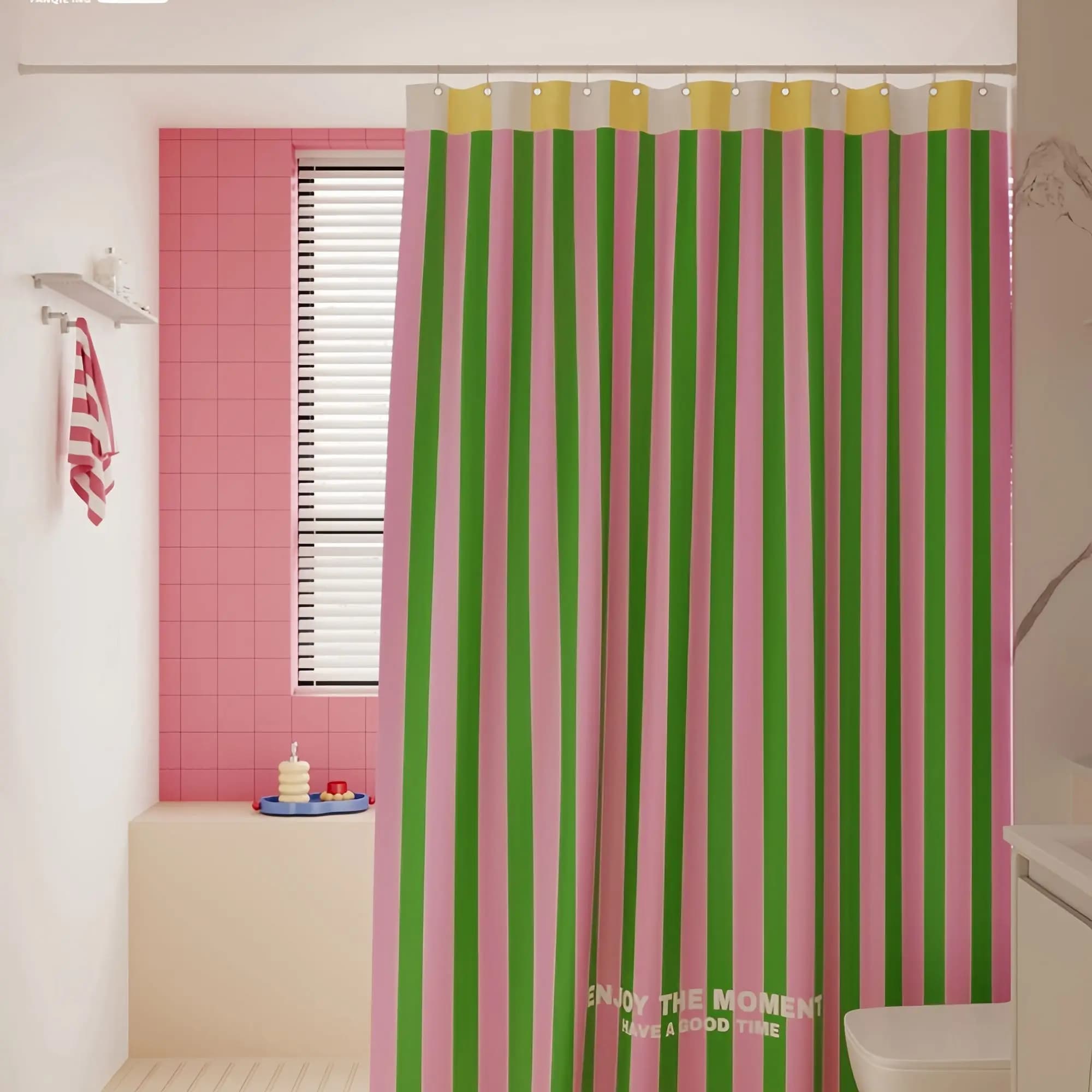 Dopamina colorata a strisce addensate tenda da doccia impermeabile anti-muffa tenda da bagno divisoria pannello perforante sospeso