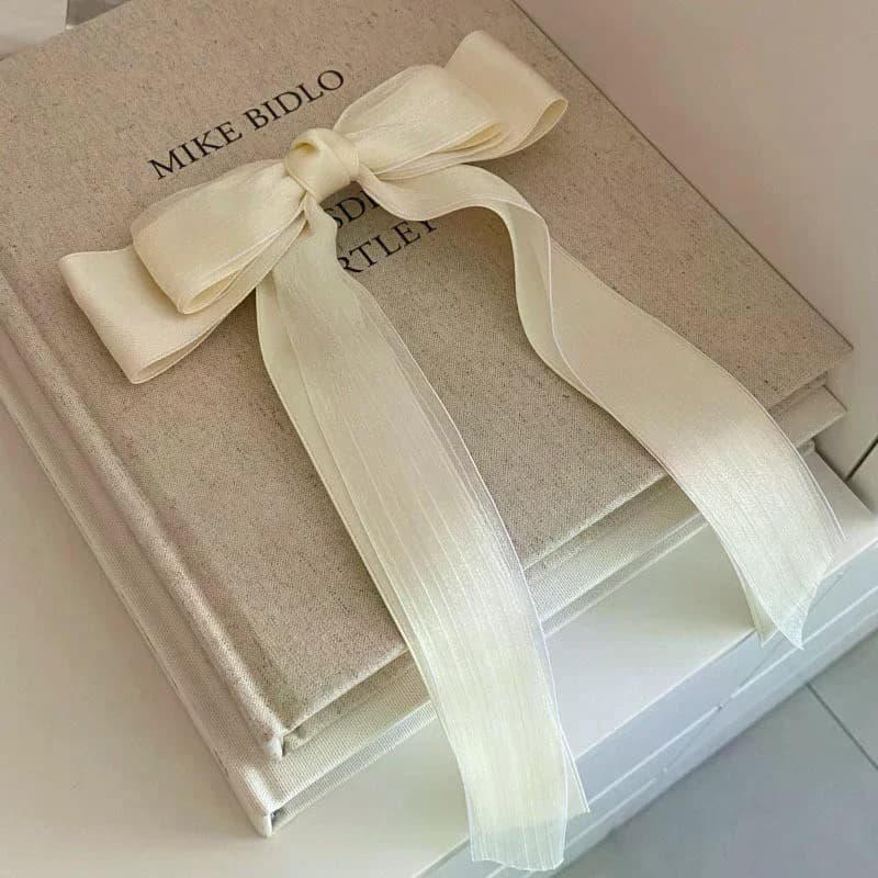 Elegant Bow Ribbon Hair Clips Solid Color Bow Spring Clips For Women Girls Exquisite Large Hairpins Temperament Hair Accessories