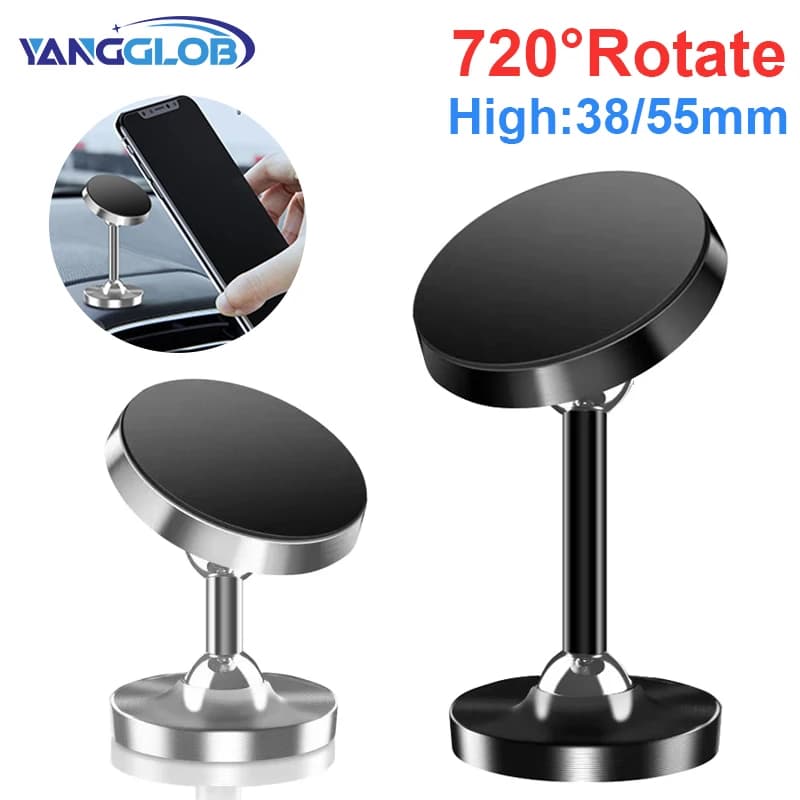 YANGGLOB 720 ° Magnetic bracket for double axis alloy car with rotation Double ball magnetic phone support for any phone model