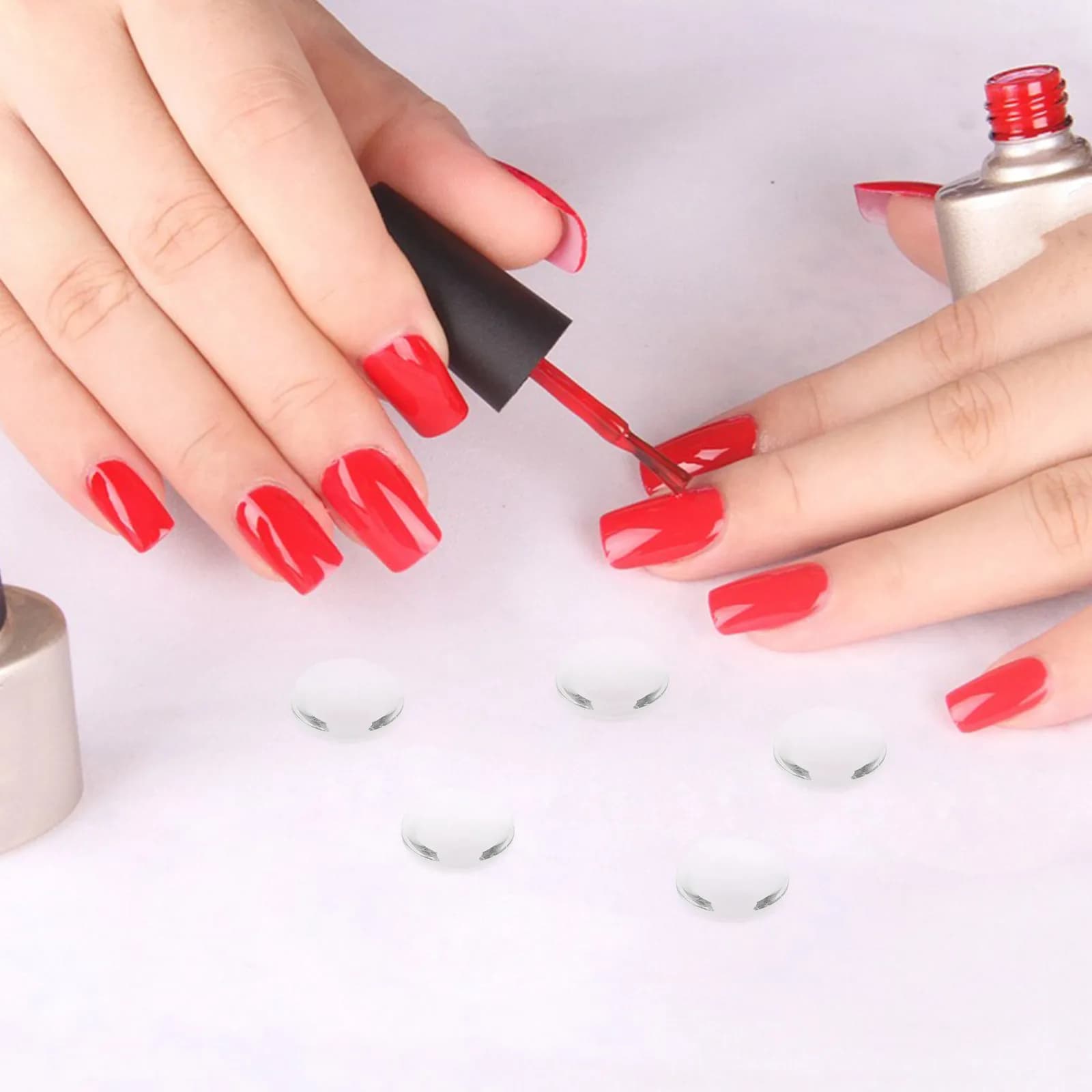 20 Pezzi Cabochon in Vetro Trasparente da 1,5 cm, Rotondi con Fondo Piatto, per Esposizione Colori Smalto e Pratica Nail Art Fai-da-te in Salone