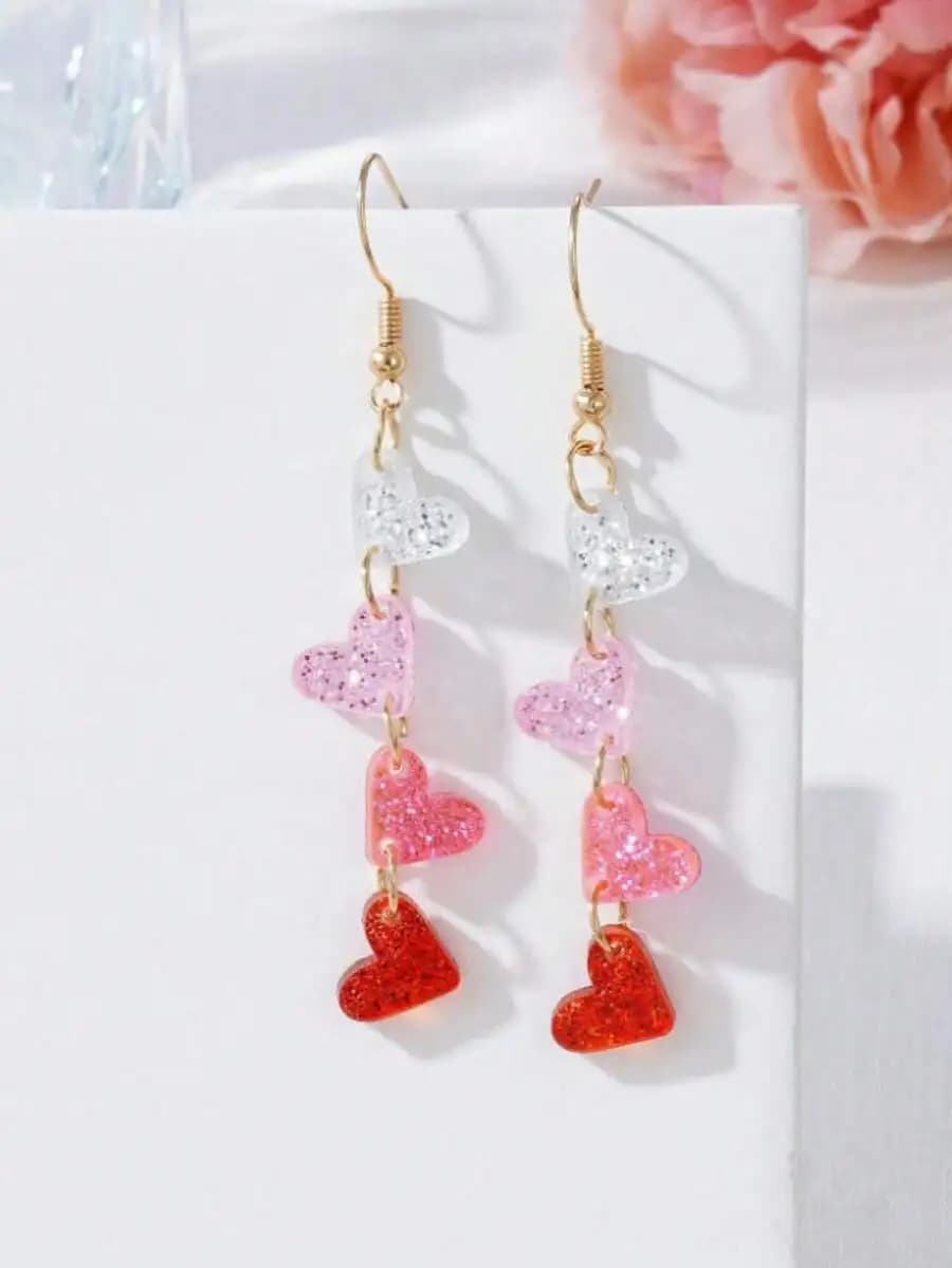 1 Pair Fashionable Acrylic Heart Shaped Earrings For Women, Affordable And Stylish, Ideal Gift For Mother, Mother's Day