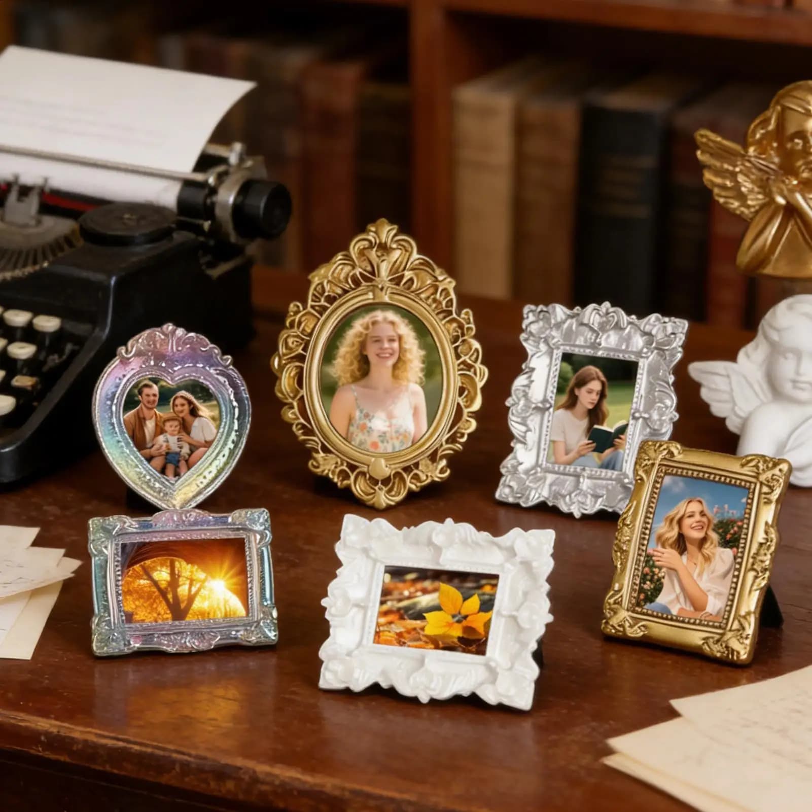 Set di 9 Cornici Ornamentali per Casa delle Bambole, Mini Album, Cornici Retrò Europee, Accessori per Fotografia