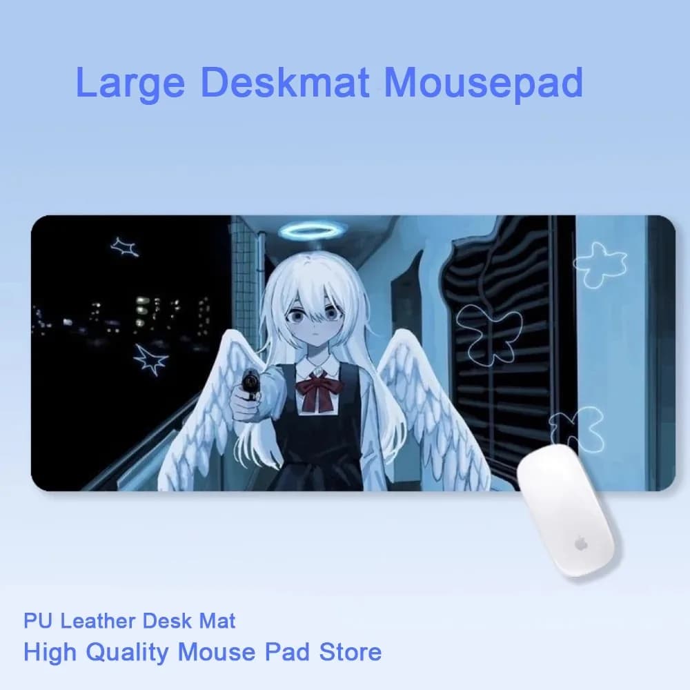Tappetino da scrivania in pelle PU Hallway Angel Goth Yami Kawaii | Tappetino per mouse Jirai Kei Art per giochi e ufficio, decorazione da scrivania Dark Cute Girl