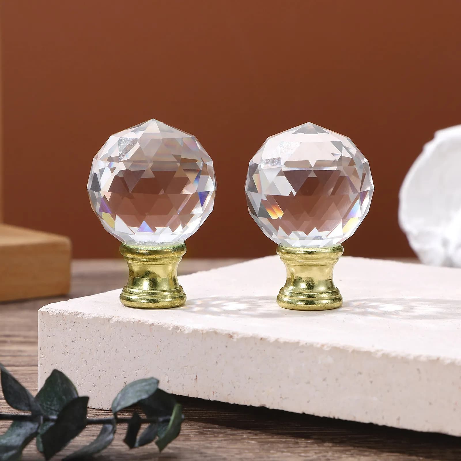 2 Pcs Lamp Finial Parts Glass Shade Finials Caps Crystal for Lamps Knob Decorative Desk Shades