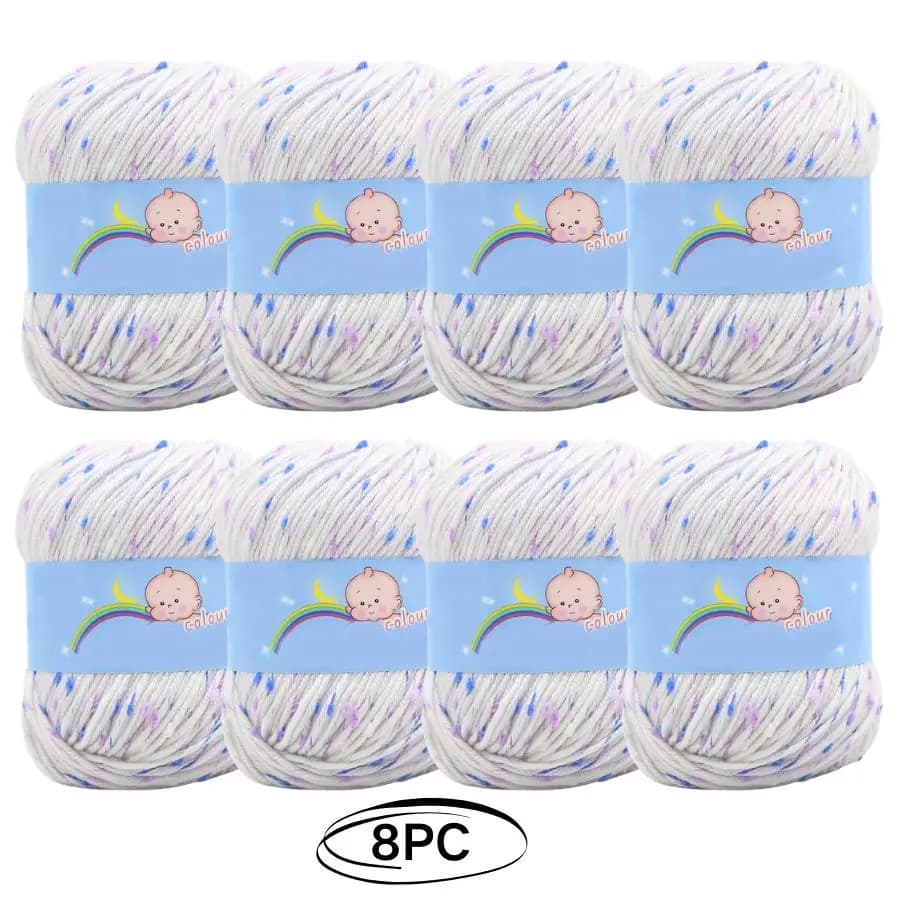 8Pcs 400g Colorful Speckled Acrylic Yarn Soft DIY Crochet Knitting Yarn for Sweater Scarf Hat Handmade Craft