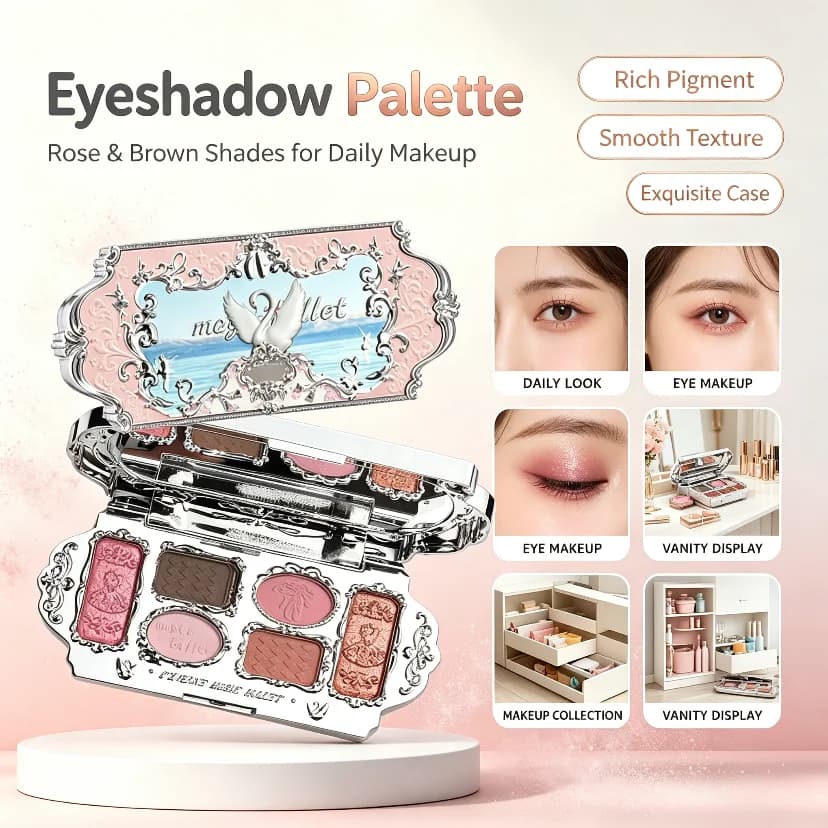 Capel Six Color Swan Eyeshadow Multi-Purpose Portable Facial Repair Blusher Highlight One Plate for Makeup