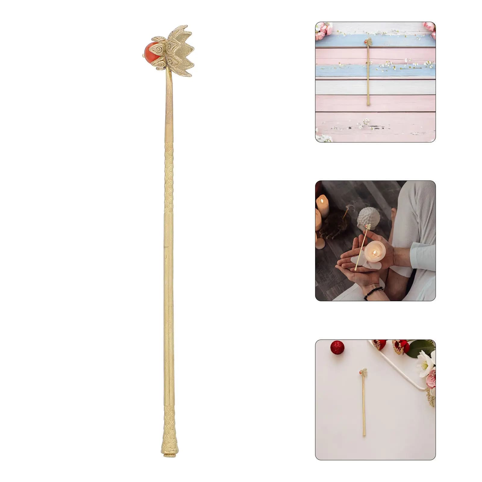 Vintage Snuffer Flower Shaped Metal Flame Extinguisher Handheld Tool for Jar Candles Oil Lamps Wick Care Accessory