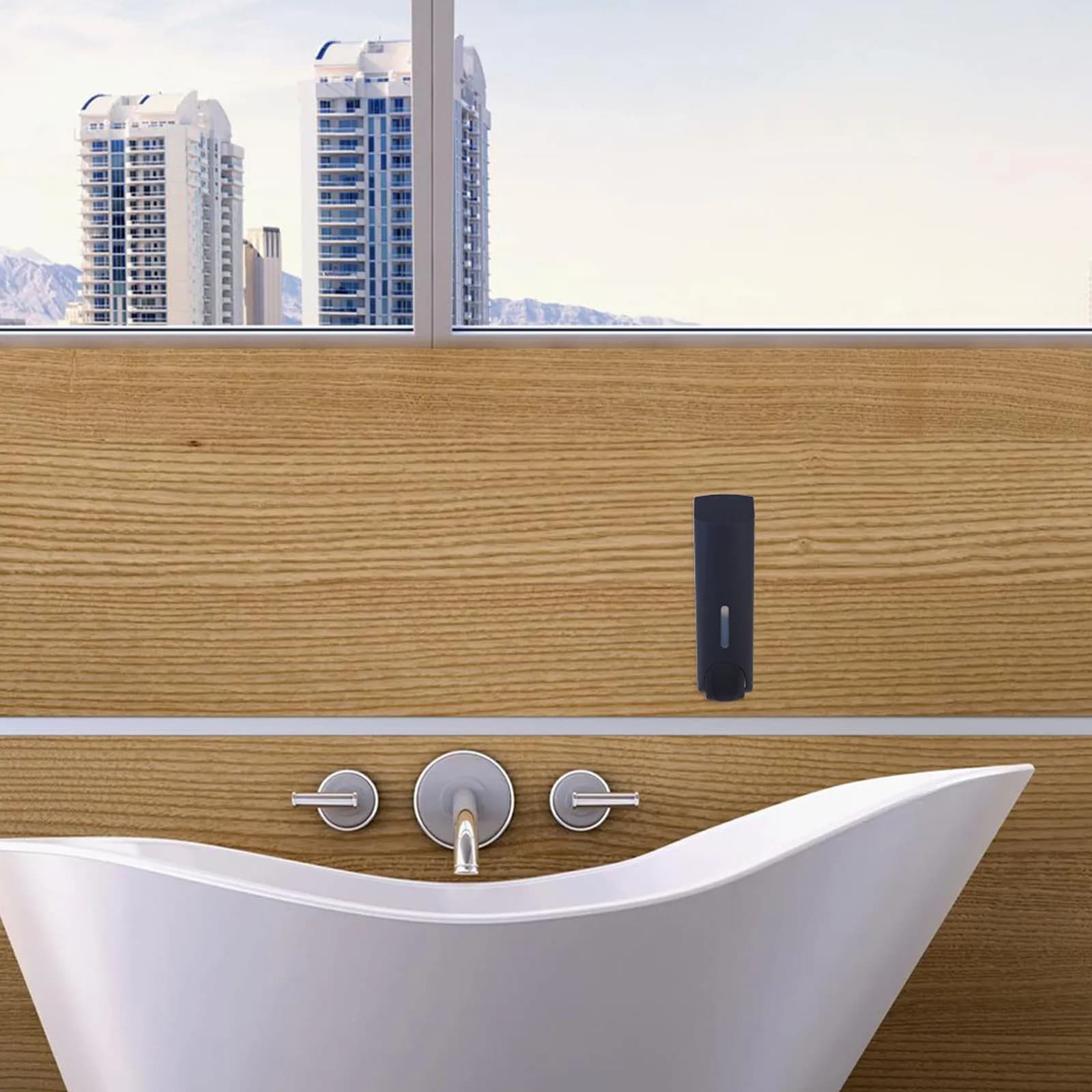 Dispenser di Sapone da Parete Nero, Facile da Installare, Stabile, per Bagno, Bottiglia per Lozione e Shampoo, per Hotel e Casa