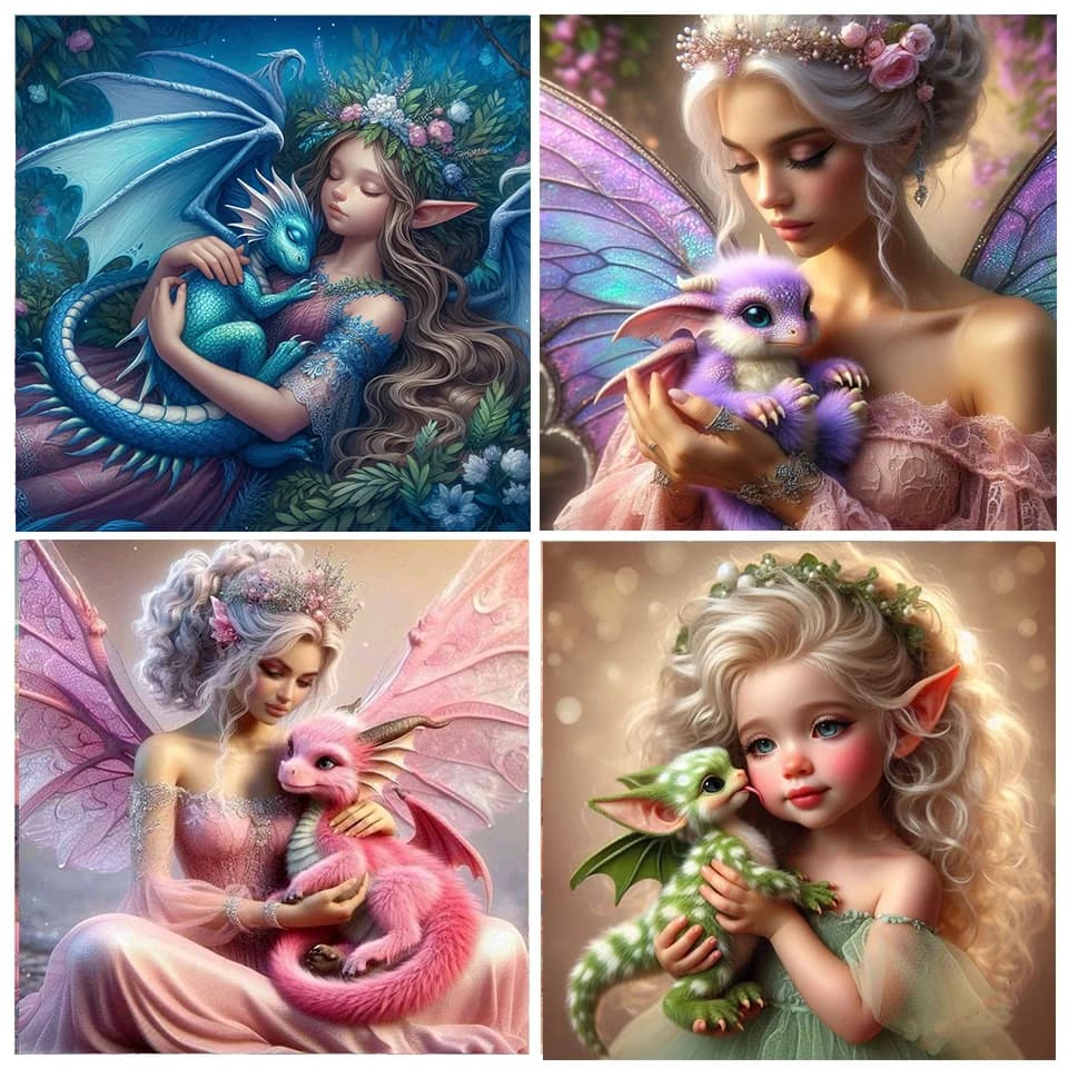 Nuovi kit di pittura diamante punto croce ragazza e drago 5D fai da te diamante mosaico ricamo elfo immagini decorazioni per la casa
