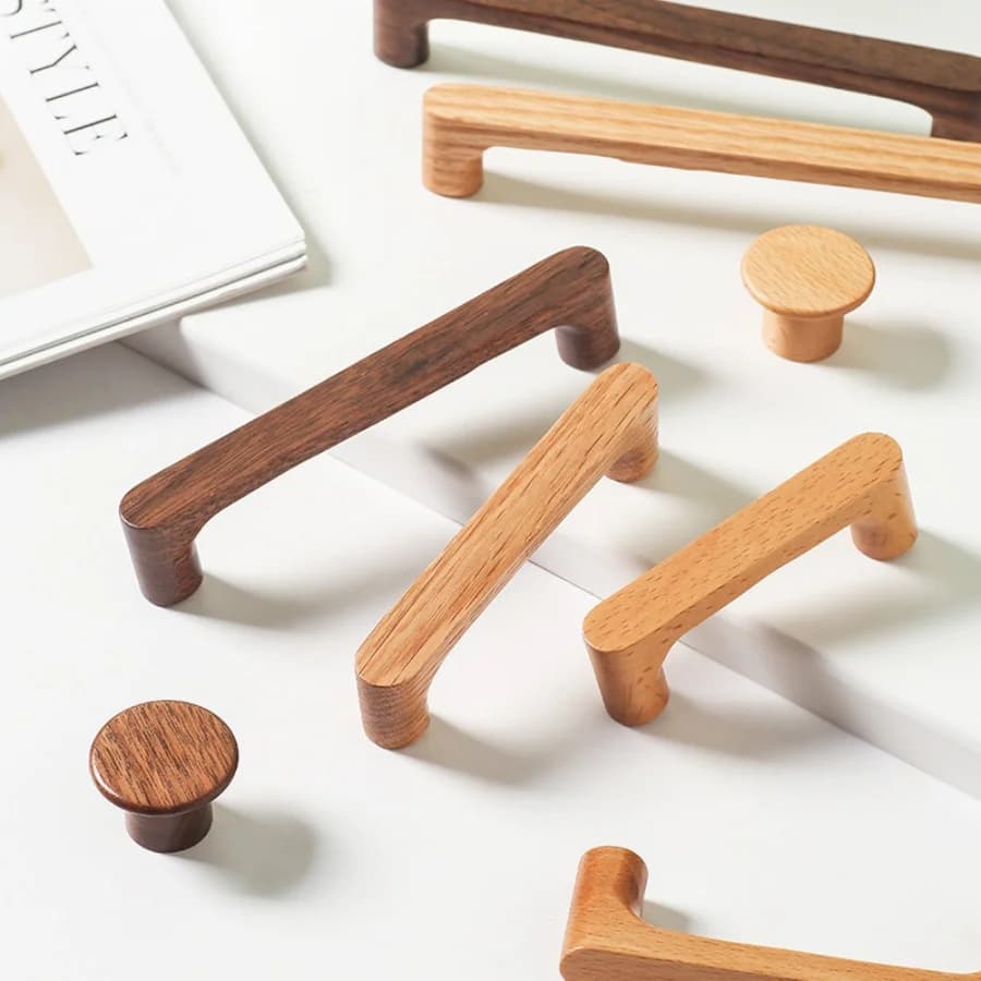 Maniglia per armadio in legno nordico Maniglia per porta dell'armadio e maniglia Maniglie per cassetti da cucina Maniglie per porte dell'armadio per ferramenta per mobili