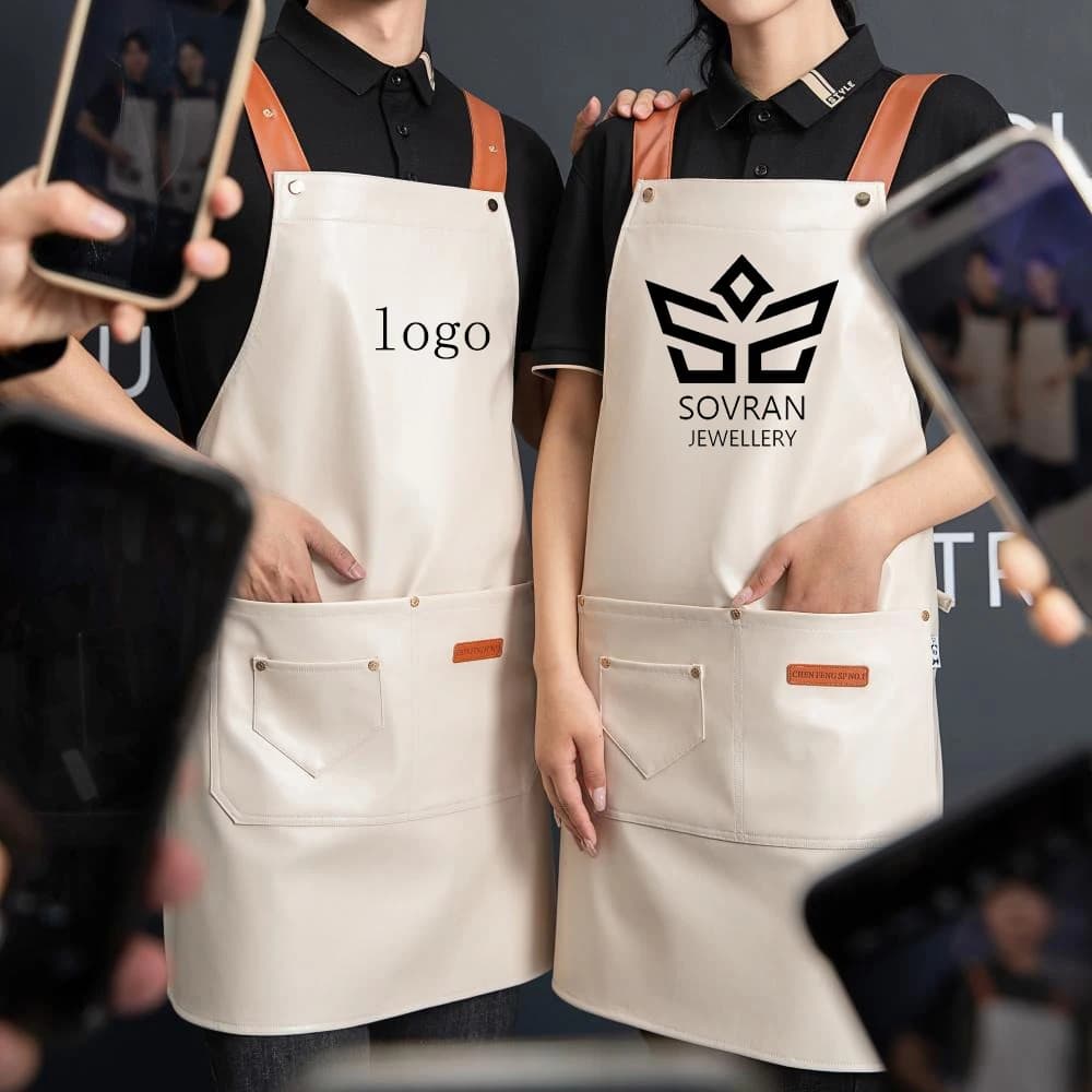 Bulk Buy Pu Soft Leather Aprons For Food Industry With Logo Printing Durable Water & Oil Repellent For Kitchen Staff
