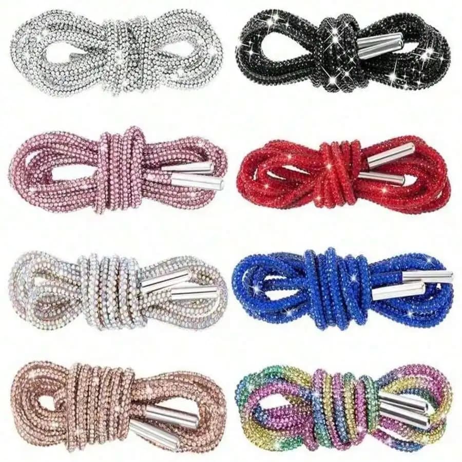 1 paio di lacci per scarpe, lacci rotondi con glitter per sneakers, lacci scintillanti, lunghezza 120 cm (circa) 47,24 pollici)
