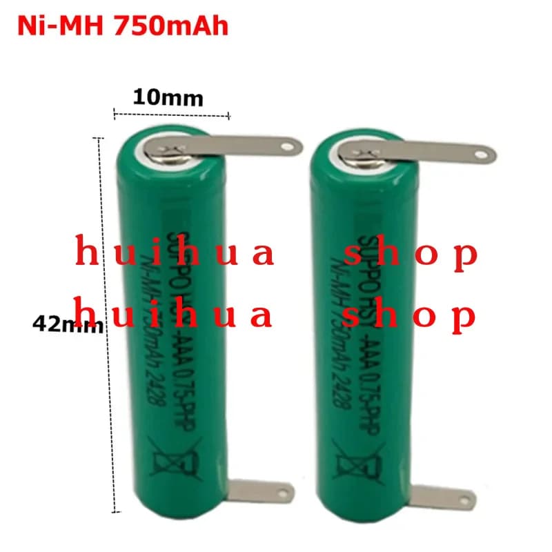 2 pezzi 1.2 V HSY-AAA0.75-PHP NiMH 750 mAh con perni a saldare batteria ricaricabile per braun tagliacapelli elettrico HC5010 HC5050 HC5030