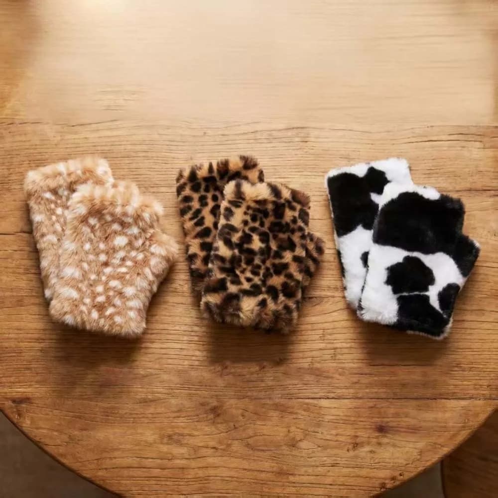 Thickened Fingerless Furry Gloves Fleece Lined Skin Friendly Faux Fur Handwarmer Warm Keeping Washable Wrist Sleeve