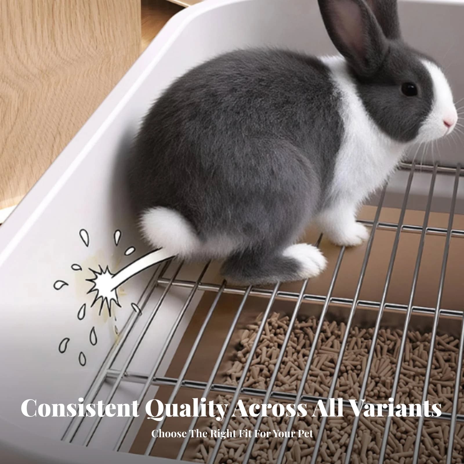 Rabbit Litter Box with Stainless Steel Tray Anti-Splash Small Animal Toilet with Plastic Fence Bunny Litter Box Double-Layer