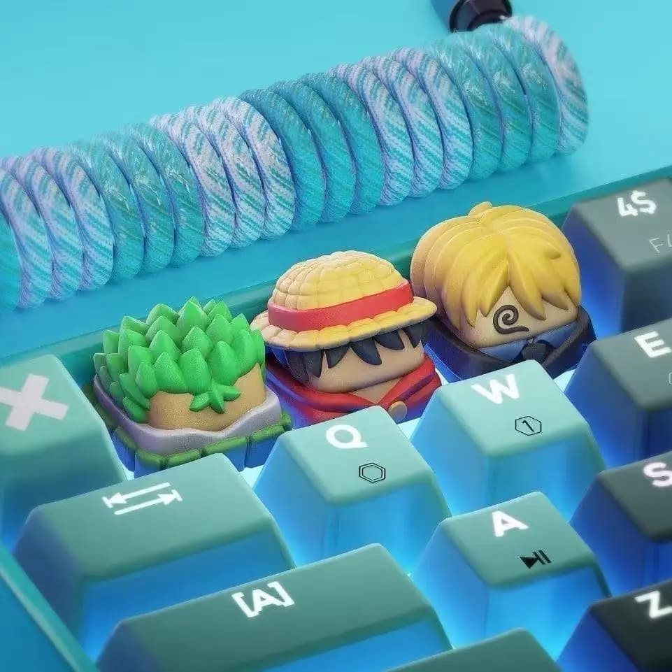 One Piece Anime Figura Rufy Sanji Zoro Keycap fai da te Simpatico cartone animato Croce Tastiera meccanica ESC Base Keycap Regalo