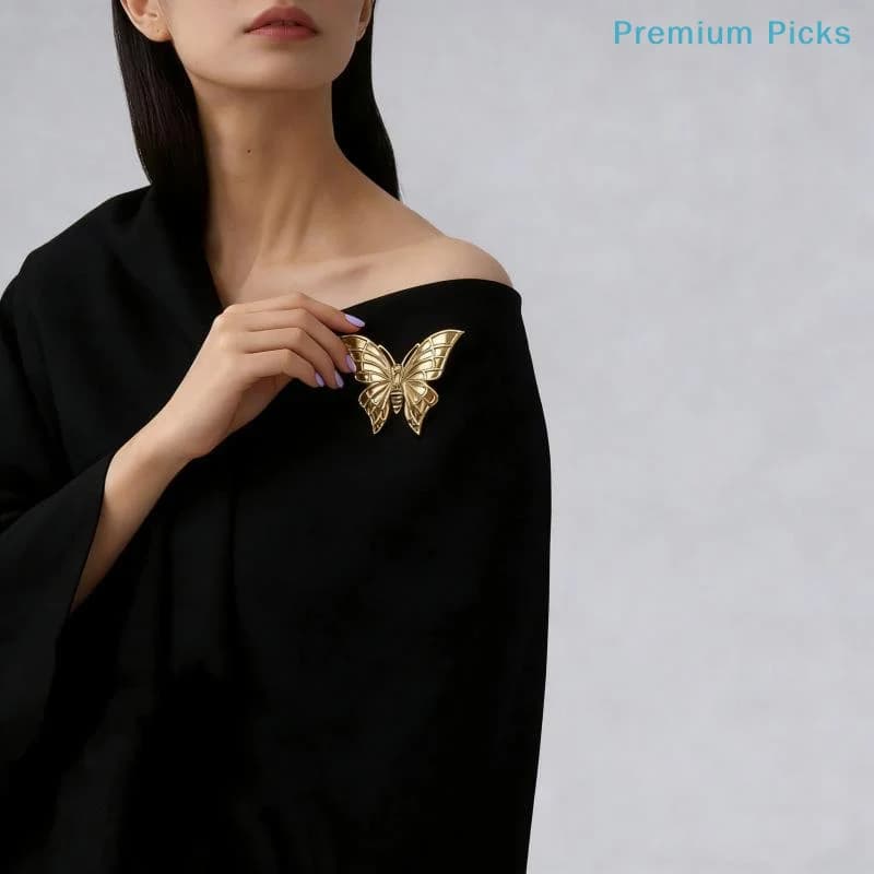 portableWomen’s 1Pcs Metal Embossed Butterfly Brooch Ocean Theme Retro Pin with Lobster Decor for Scarf Coat Accessories