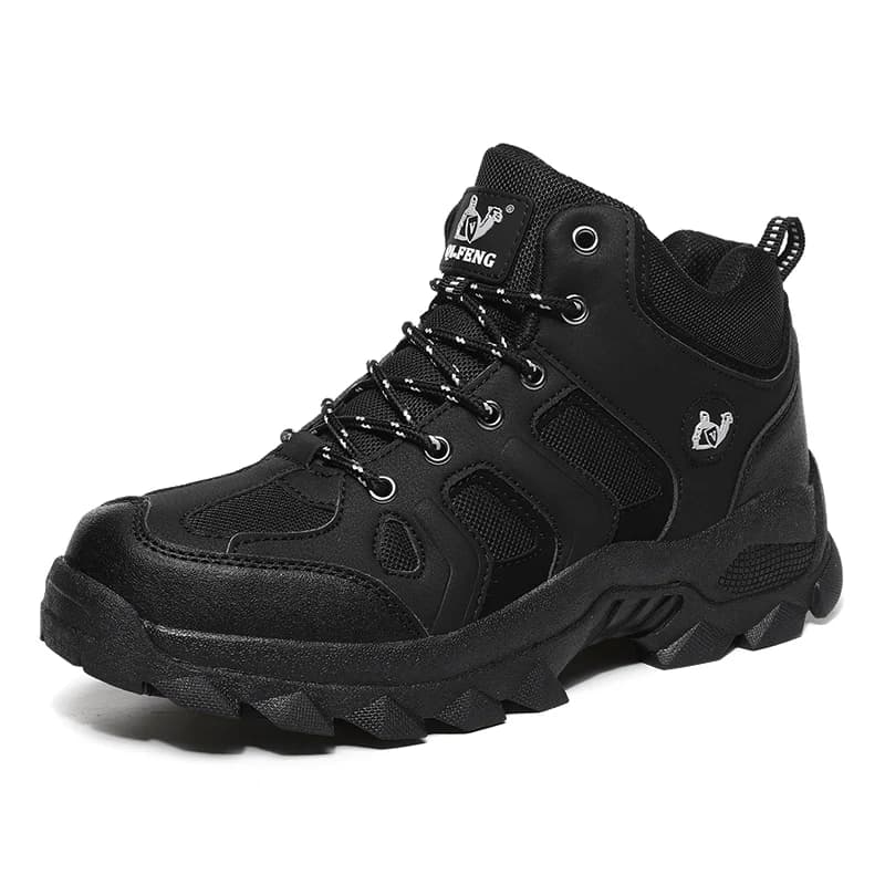 Scarpe da trekking invernali di grandi dimensioni da uomo Stivali da trekking in pelle di pelliccia calda da neve Scarpe da trekking sportive da cowboy Casual nere da lavoro all'aperto