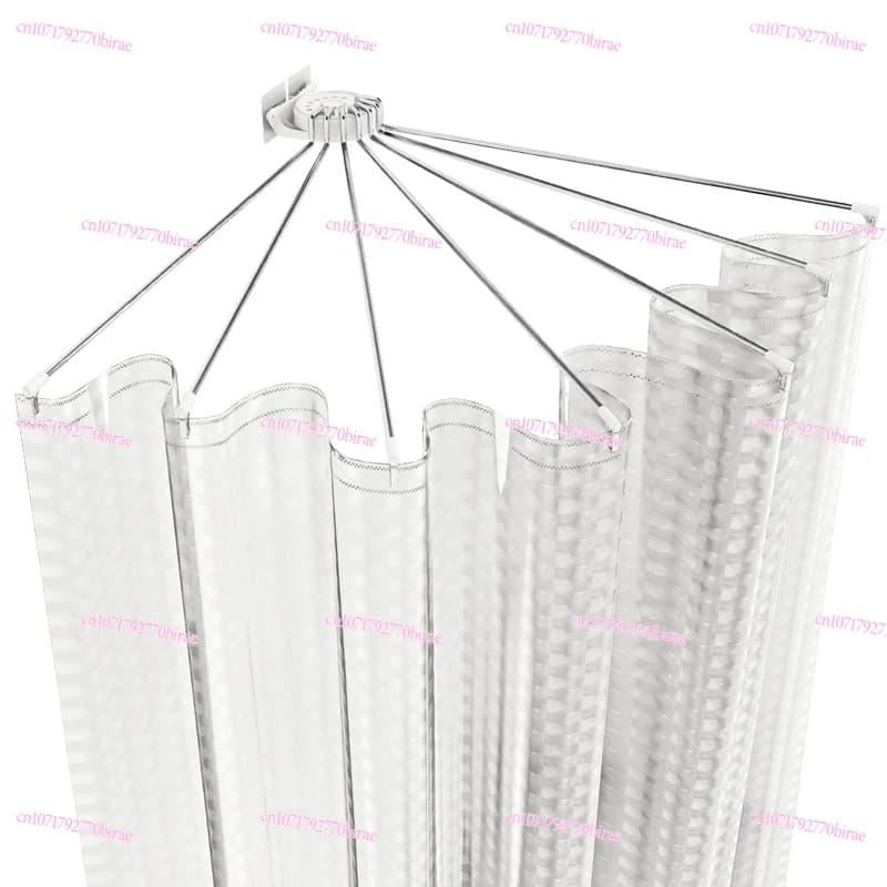 Set Tenda Doccia Senza Foratura con Asta Curva in Acciaio Inossidabile Semicircolare, Copertura Angolare Pieghevole UL per Bagno