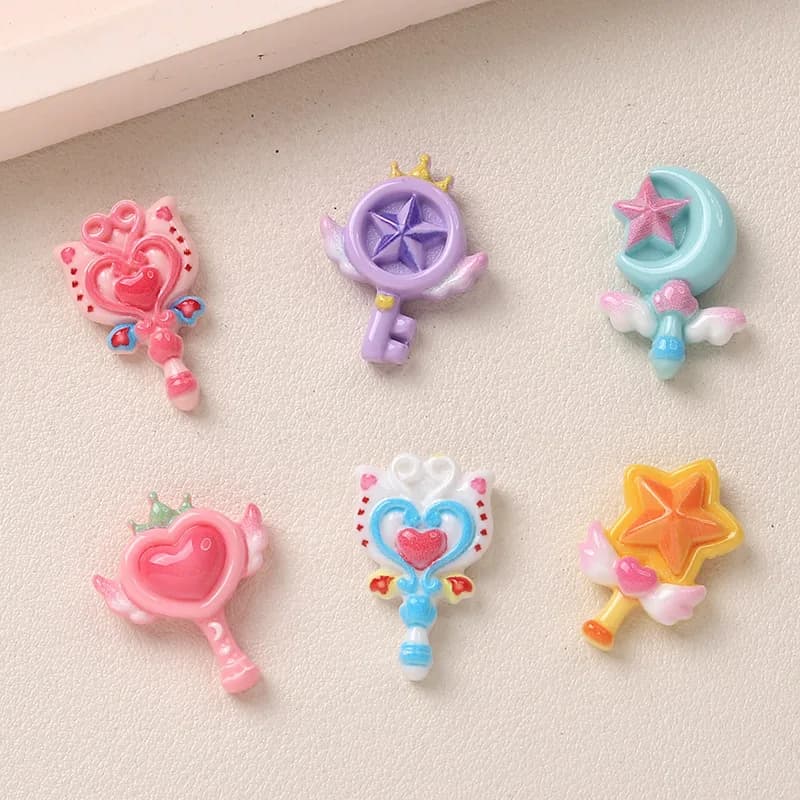 10 pezzi nuovo mini cartone animato kawaii piccola bacchetta magica serie album in resina fai da te accessori per ornamenti in miniatura A21