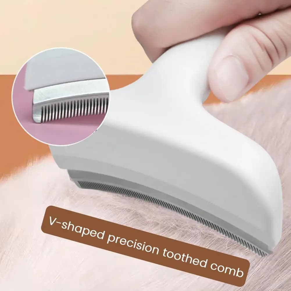 Spazzola Professionale per la Toelettatura degli Animali Domestici, Spazzola per la Rimozione del Pelo con Pettine a Denti a V per Cani e Gatti, Ergonomica per Animali Domestici
