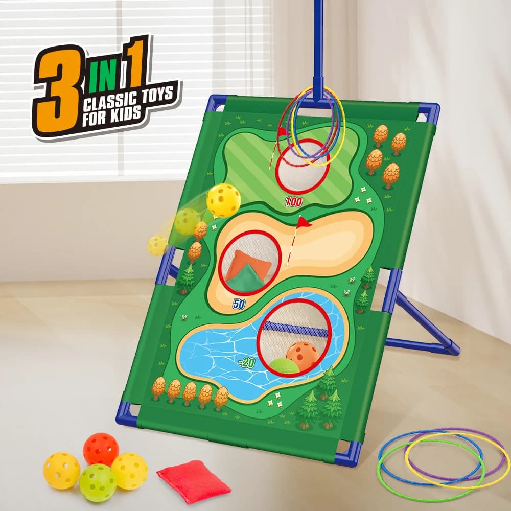 Set di giocattoli sportivi per bambini all'aperto 3 in 1 - Gioco di palline appiccicose e freccette morbide per scheggiare il golf, regalo di Halloween