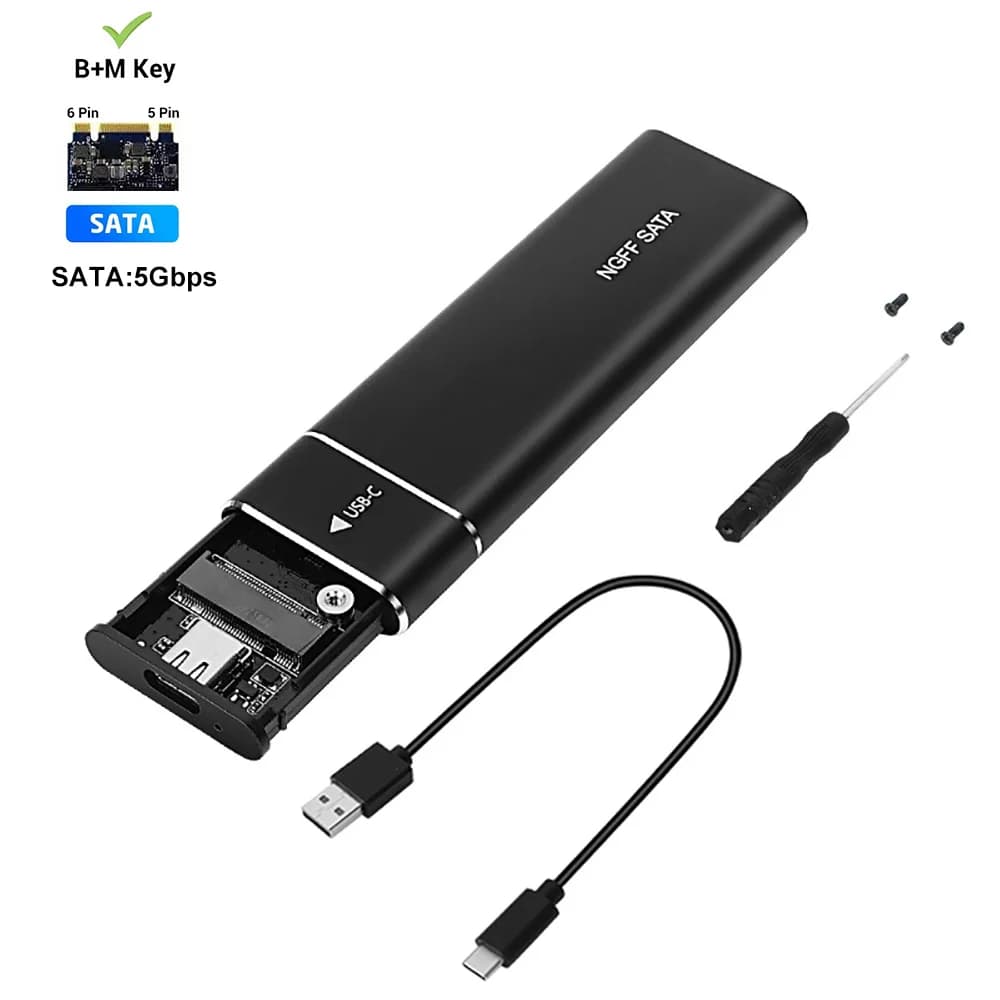 Case SSD M2 Dual Protocollo, Enclosure Esterno M.2 NVME SATA, Adattatore M.2 a USB3.1 Type C per SSD NVME PCIE NGFF SATA