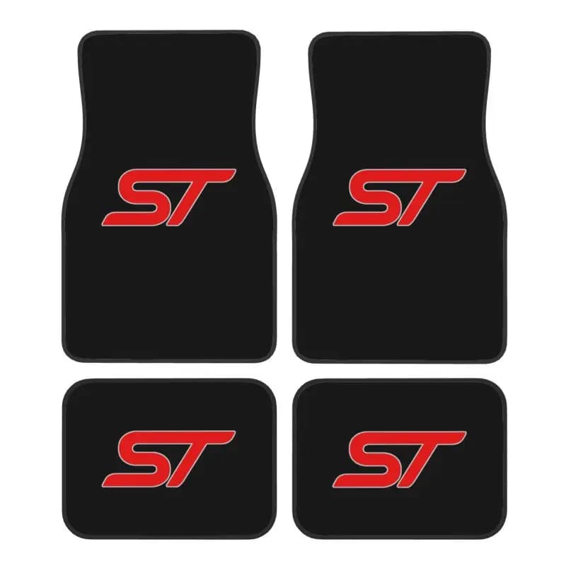 Set of 4 Car Car Mats with Logo ST, Front Car Caps and Anti-slip Posters, Universal Car Accessories