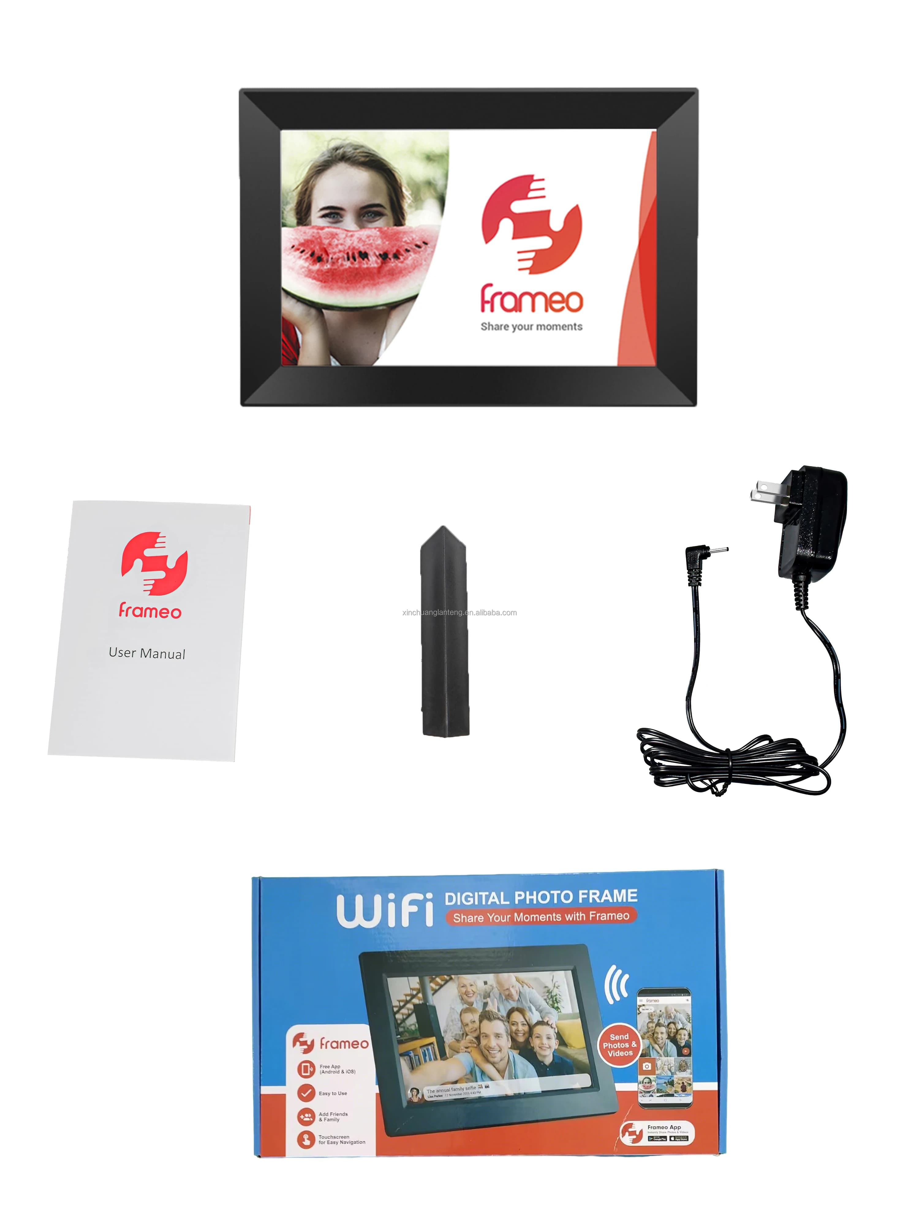 10.1 Inch Wooden Touch Screen Digital Photo Frame with MP3 & Video Playback Share Via