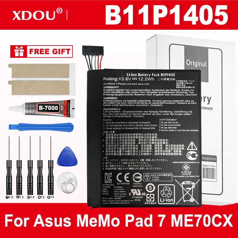 Batteria per tablet B11P1405 nuova al 100% da 3090 mAh per Asus Memo Pad 7 ME70CX K01A