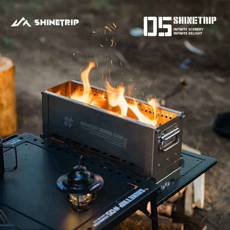 ShineTrip New Winter Stainless Steel Camping Esterna IGT Semi-Unit Secondary Burning Oven Portable Folding Stove